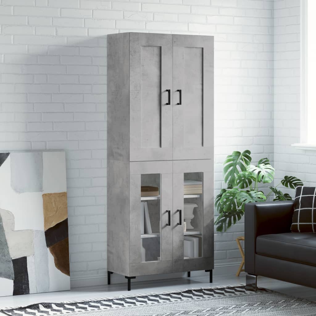 vidaXL Witrynka, szarość betonu 69,5x34x180 cm materiał drewnopochodny