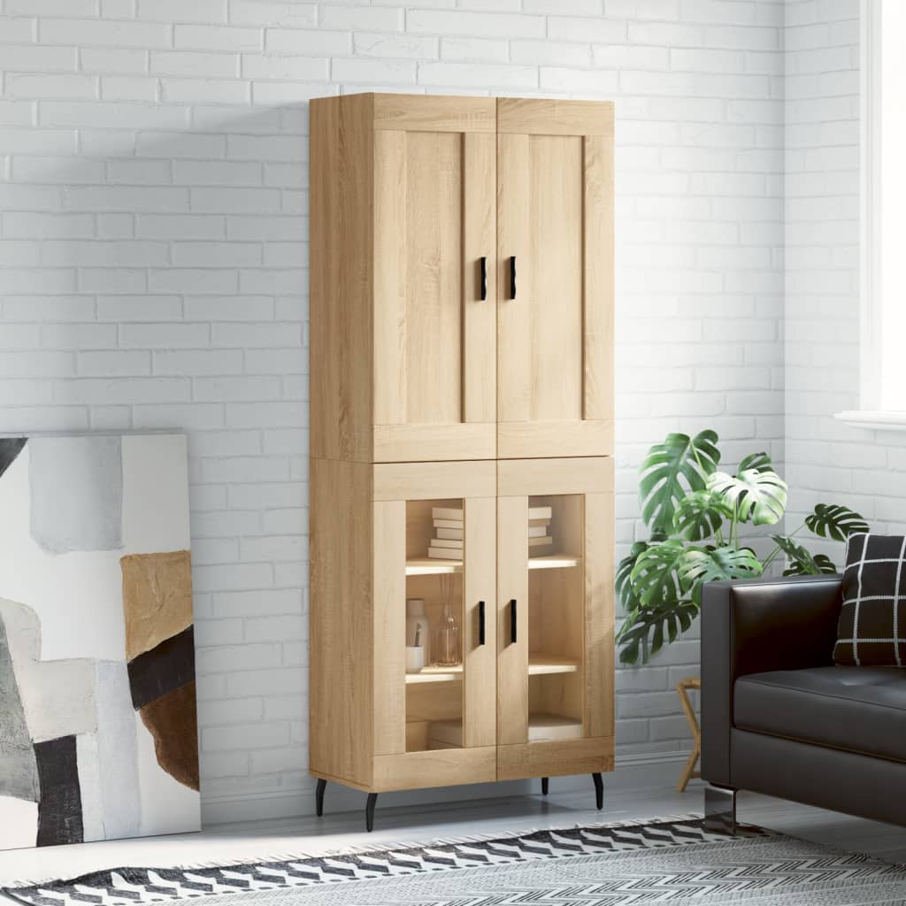 vidaXL Witrynka, dąb sonoma, 69,5x34x180 cm, materiał drewnopochodny