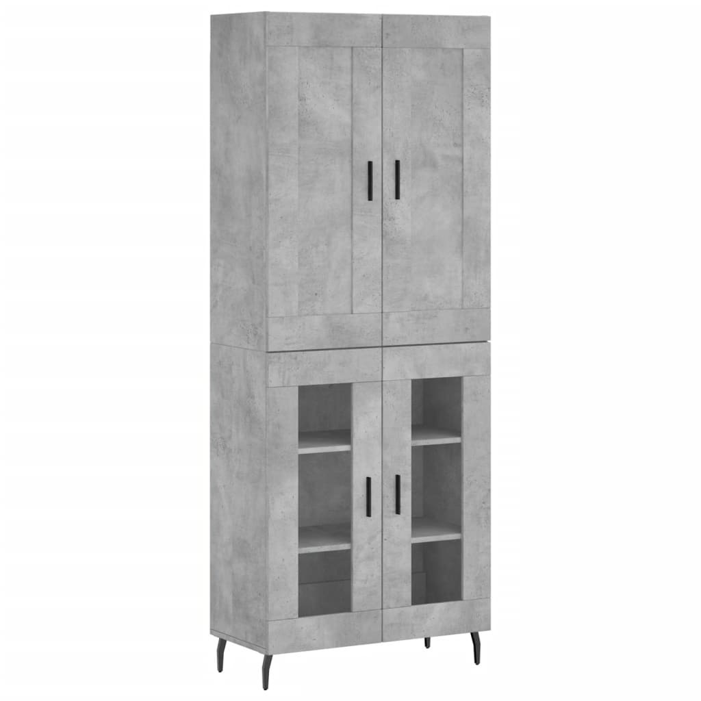 vidaXL Witrynka, szarość betonu 69,5x34x180 cm materiał drewnopochodny