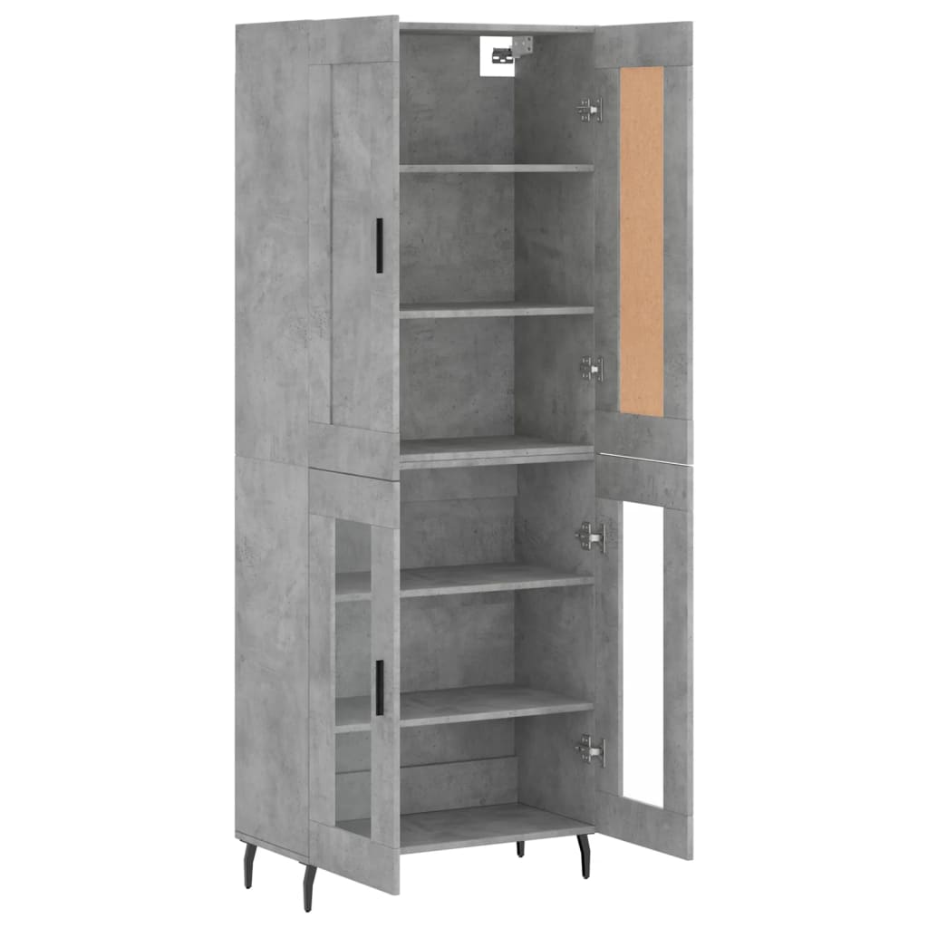 vidaXL Witrynka, szarość betonu 69,5x34x180 cm materiał drewnopochodny