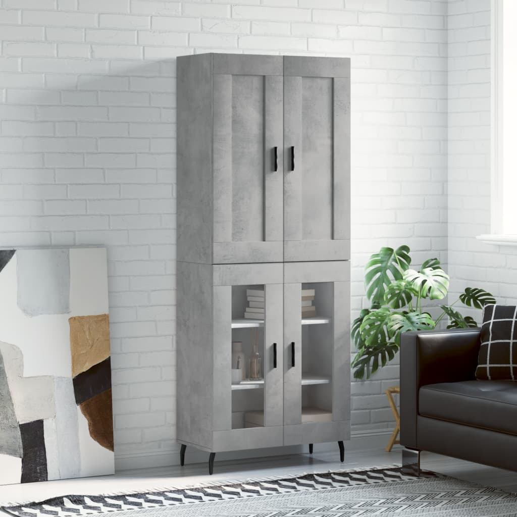 vidaXL Witrynka, szarość betonu 69,5x34x180 cm materiał drewnopochodny