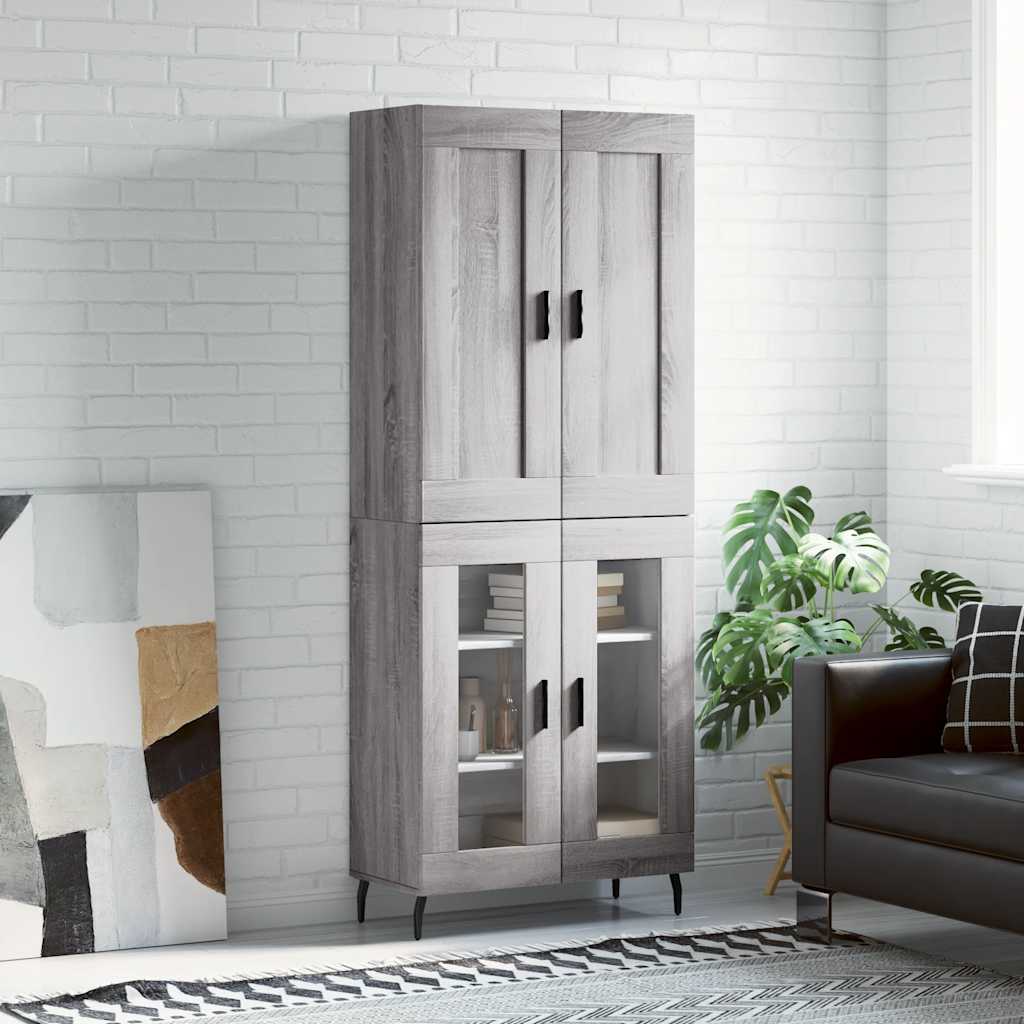 vidaXL Witrynka szary dąb sonoma 69,5x34x180cm materiał drewnopochodny