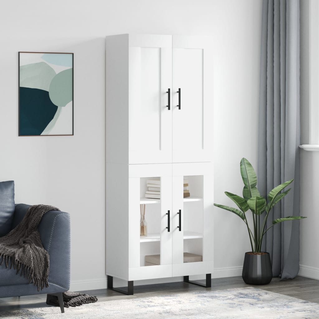 vidaXL Witrynka, biała, 69,5x34x180 cm, materiał drewnopochodny