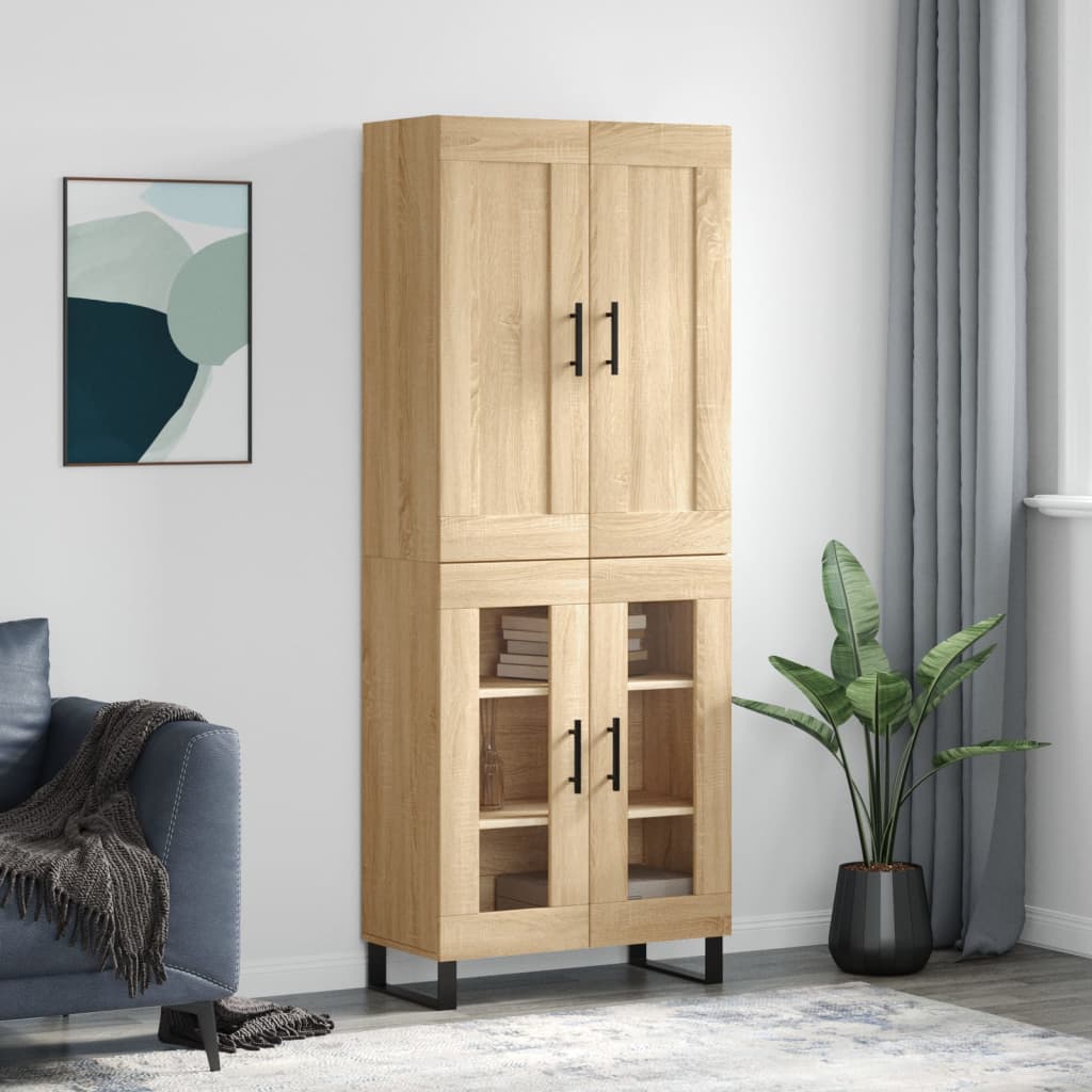 vidaXL Witrynka, dąb sonoma, 69,5x34x180 cm, materiał drewnopochodny