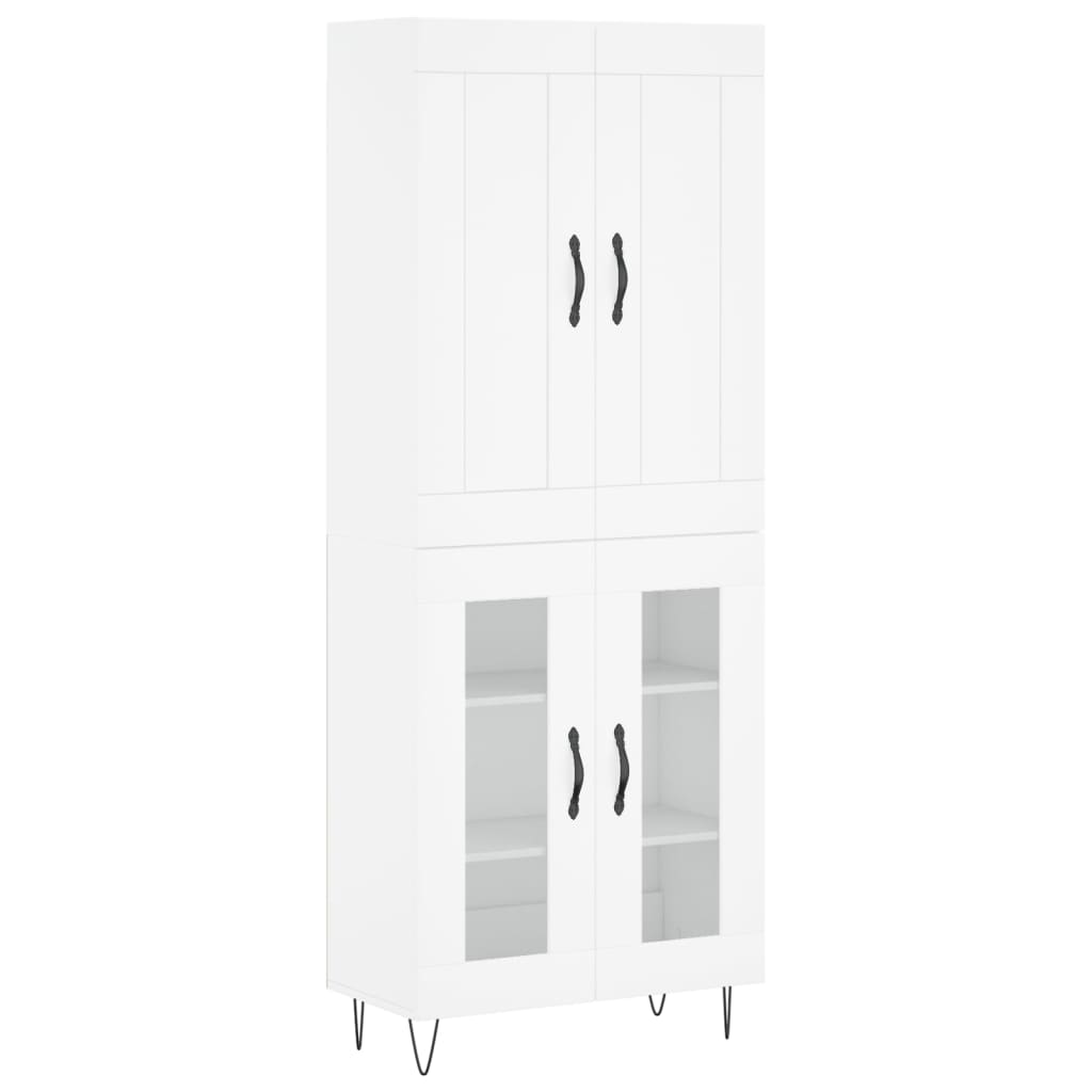 vidaXL Witrynka, biała, 69,5x34x180 cm, materiał drewnopochodny