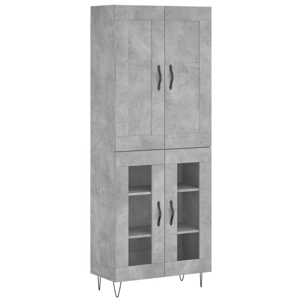 vidaXL Witrynka, szarość betonu 69,5x34x180 cm materiał drewnopochodny