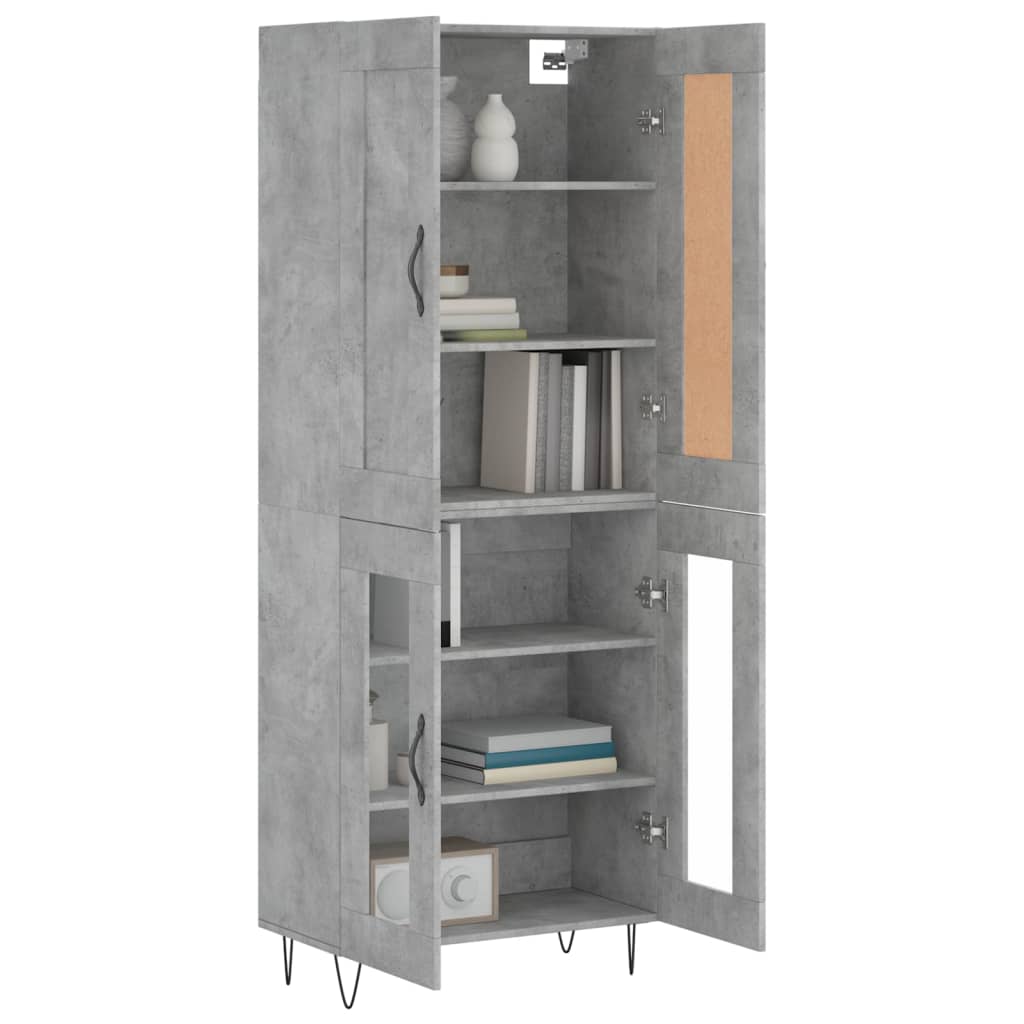 vidaXL Witrynka, szarość betonu 69,5x34x180 cm materiał drewnopochodny