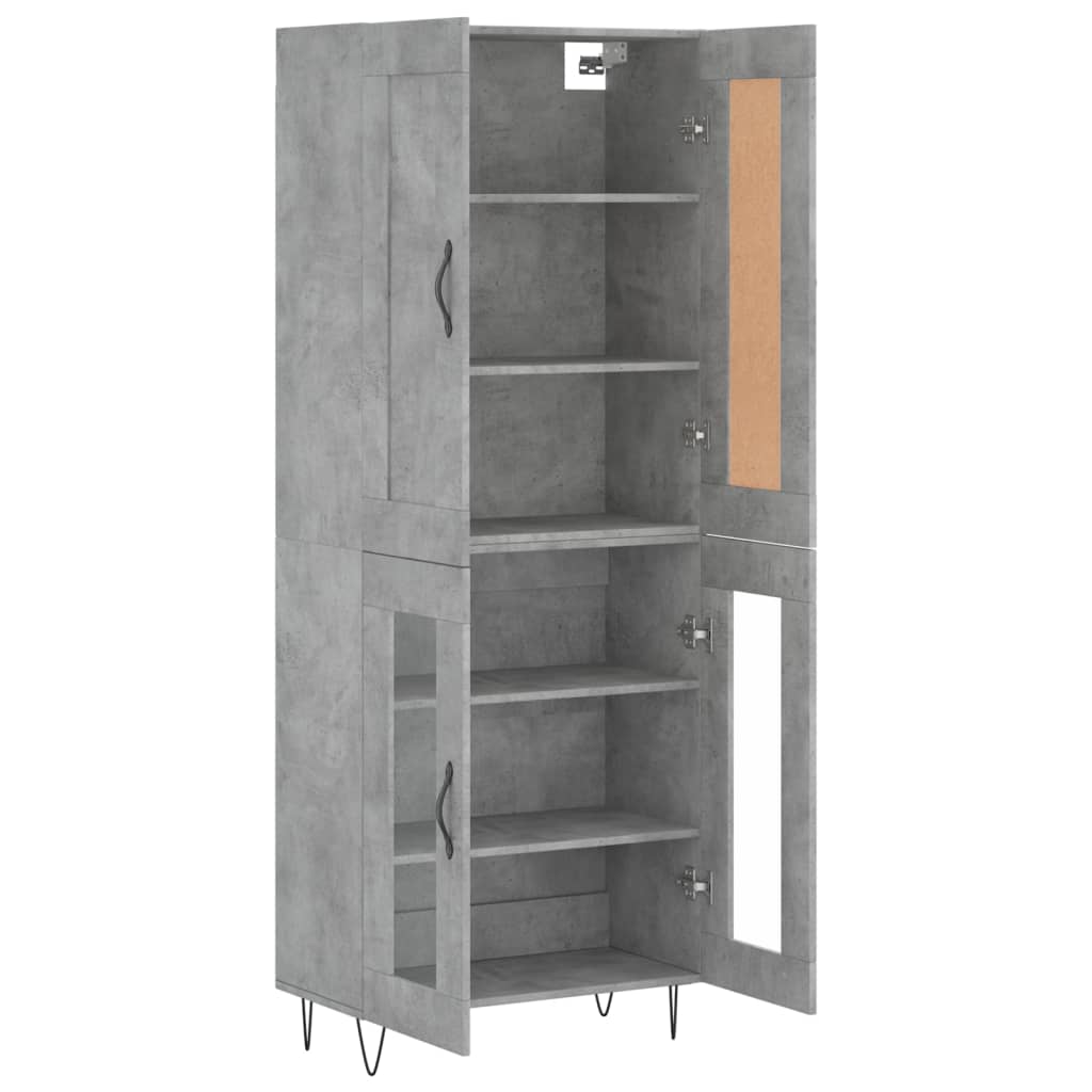 vidaXL Witrynka, szarość betonu 69,5x34x180 cm materiał drewnopochodny