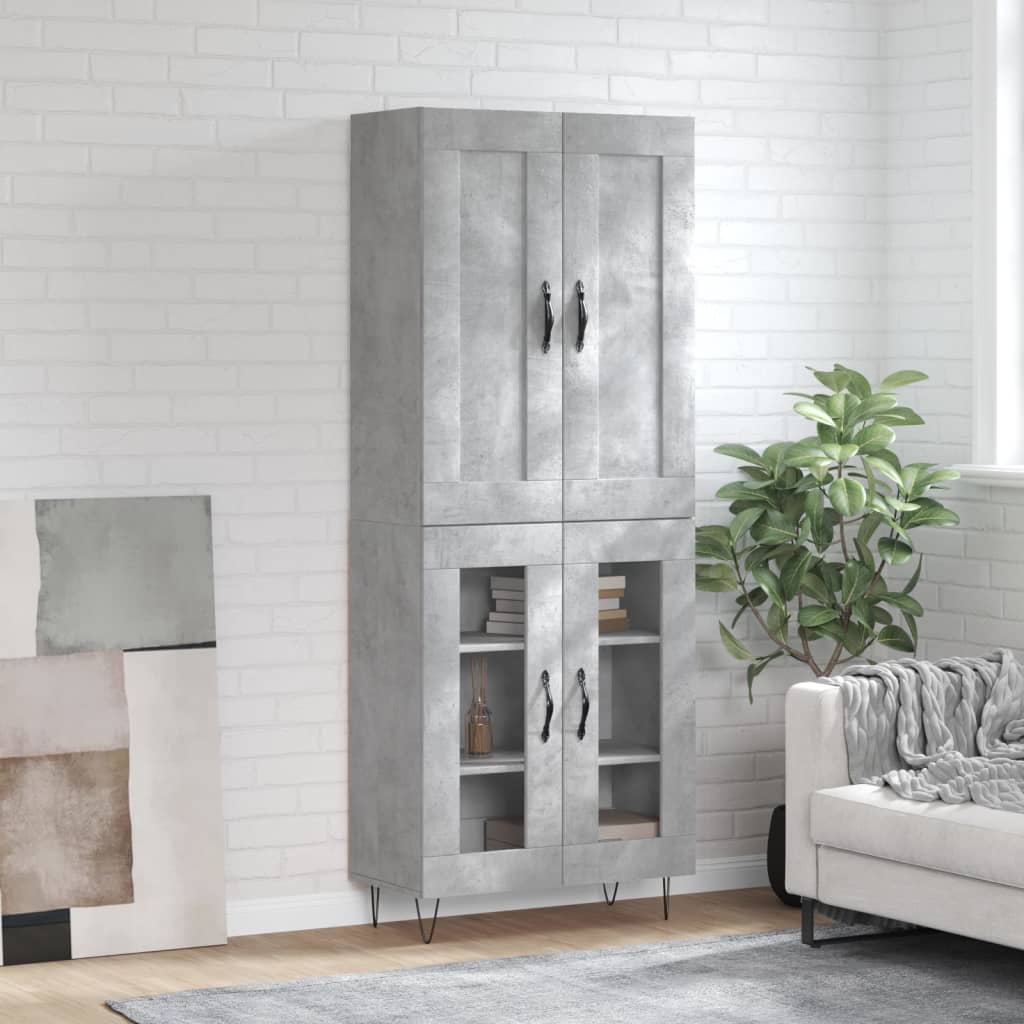 vidaXL Witrynka, szarość betonu 69,5x34x180 cm materiał drewnopochodny