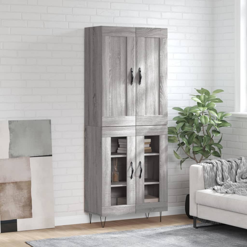 vidaXL Witrynka szary dąb sonoma 69,5x34x180cm materiał drewnopochodny