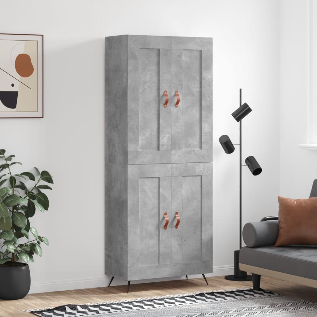 vidaXL Witrynka, szarość betonu 69,5x34x180 cm materiał drewnopochodny