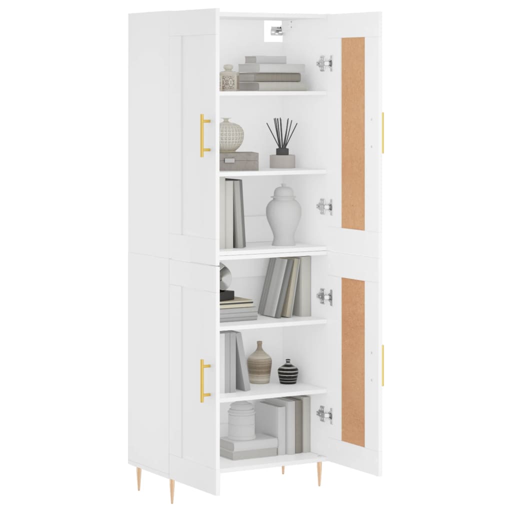 vidaXL Witrynka, biała, 69,5x34x180 cm, materiał drewnopochodny