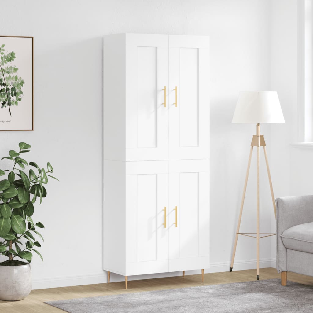 vidaXL Witrynka, biała, 69,5x34x180 cm, materiał drewnopochodny
