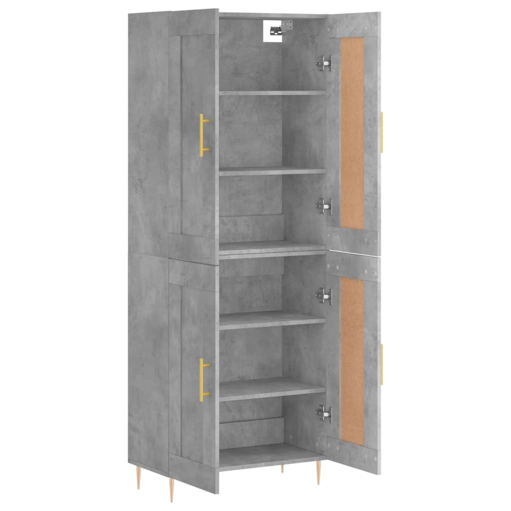vidaXL Witrynka, szarość betonu 69,5x34x180 cm materiał drewnopochodny