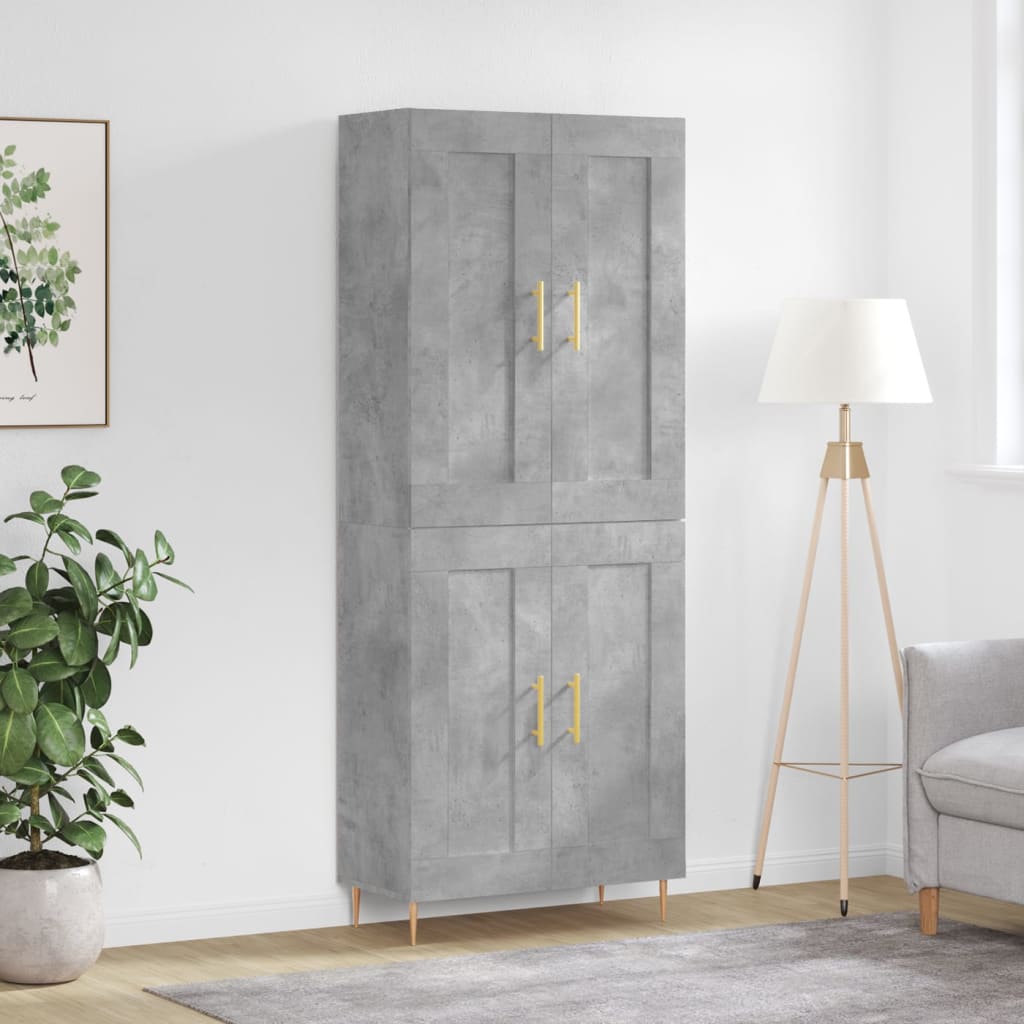 vidaXL Witrynka, szarość betonu 69,5x34x180 cm materiał drewnopochodny