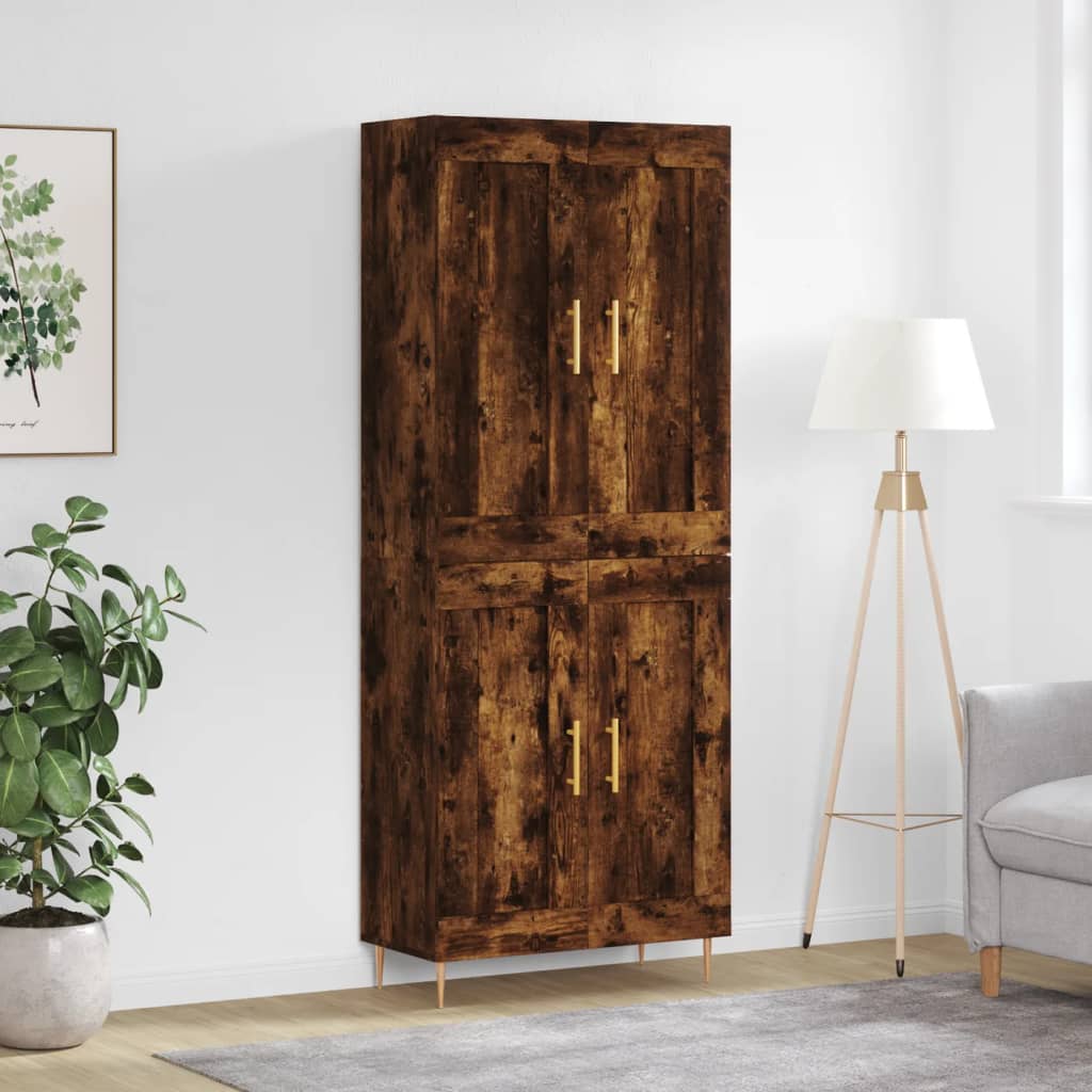 vidaXL Witrynka przydymiony dąb 69,5x34x180 cm materiał drewnopochodny