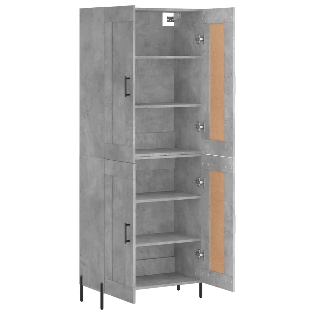 vidaXL Witrynka, szarość betonu 69,5x34x180 cm materiał drewnopochodny