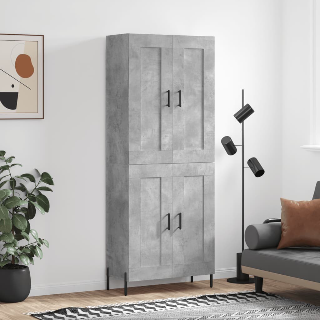 vidaXL Witrynka, szarość betonu 69,5x34x180 cm materiał drewnopochodny