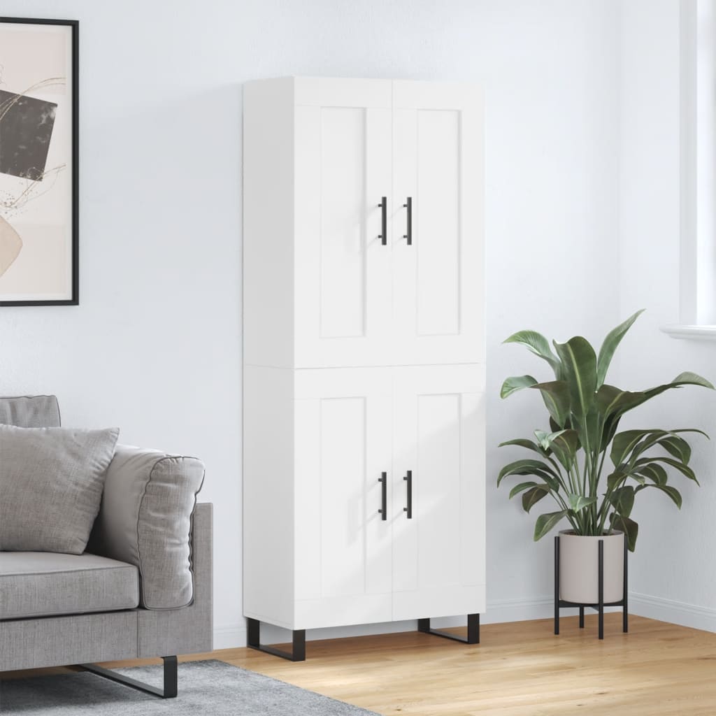 vidaXL Witrynka, biała, 69,5x34x180 cm, materiał drewnopochodny