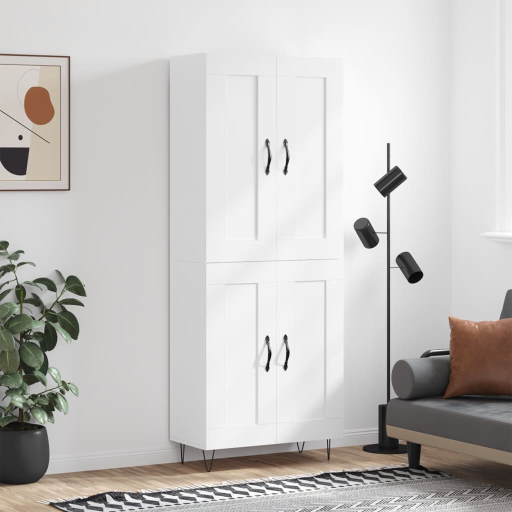 vidaXL Witrynka, biała, 69,5x34x180 cm, materiał drewnopochodny
