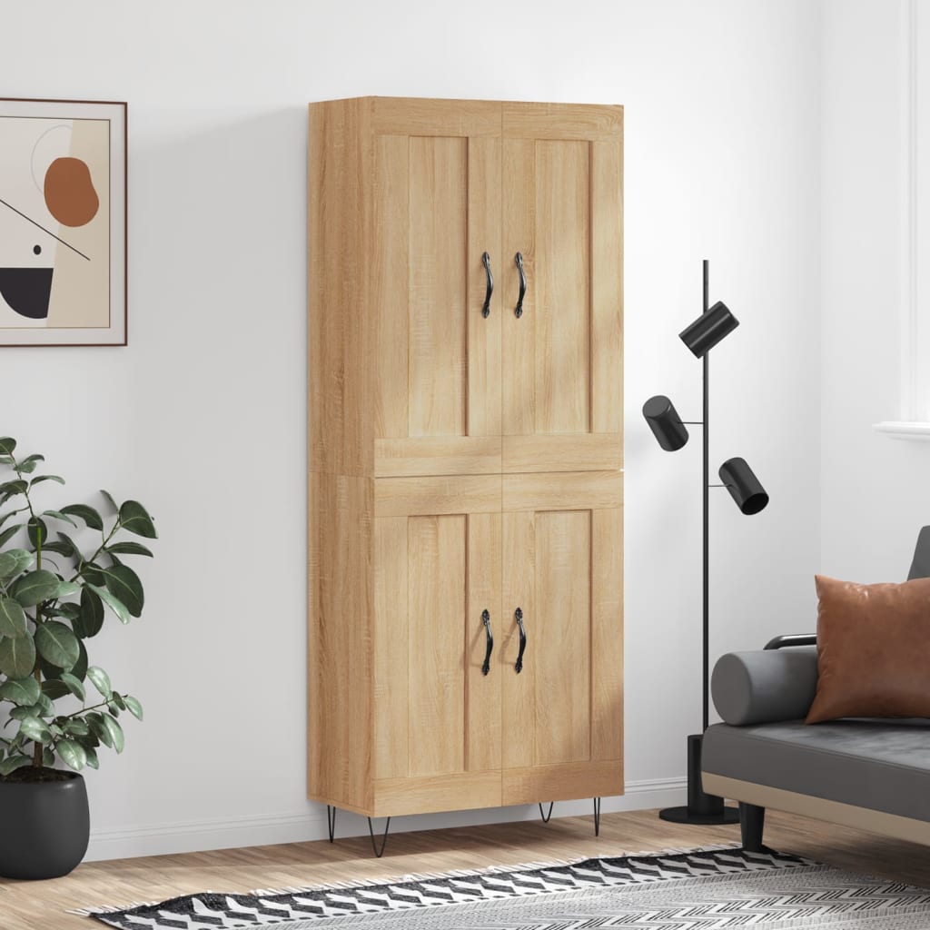 vidaXL Witrynka, dąb sonoma, 69,5x34x180 cm, materiał drewnopochodny