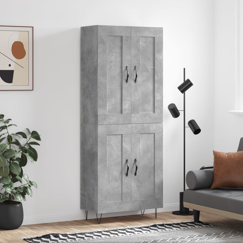 vidaXL Witrynka, szarość betonu 69,5x34x180 cm materiał drewnopochodny