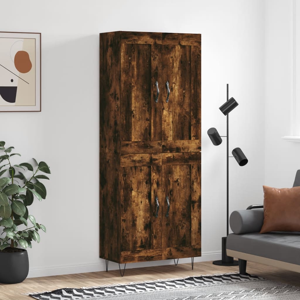 vidaXL Witrynka przydymiony dąb 69,5x34x180 cm materiał drewnopochodny