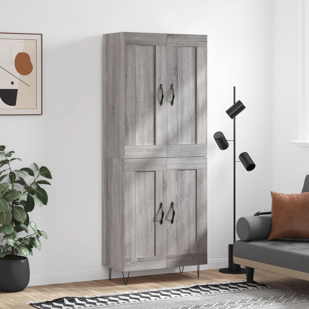 vidaXL Witrynka szary dąb sonoma 69,5x34x180cm materiał drewnopochodny