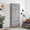 vidaXL Witrynka, szarość betonu 69,5x34x180 cm materiał drewnopochodny