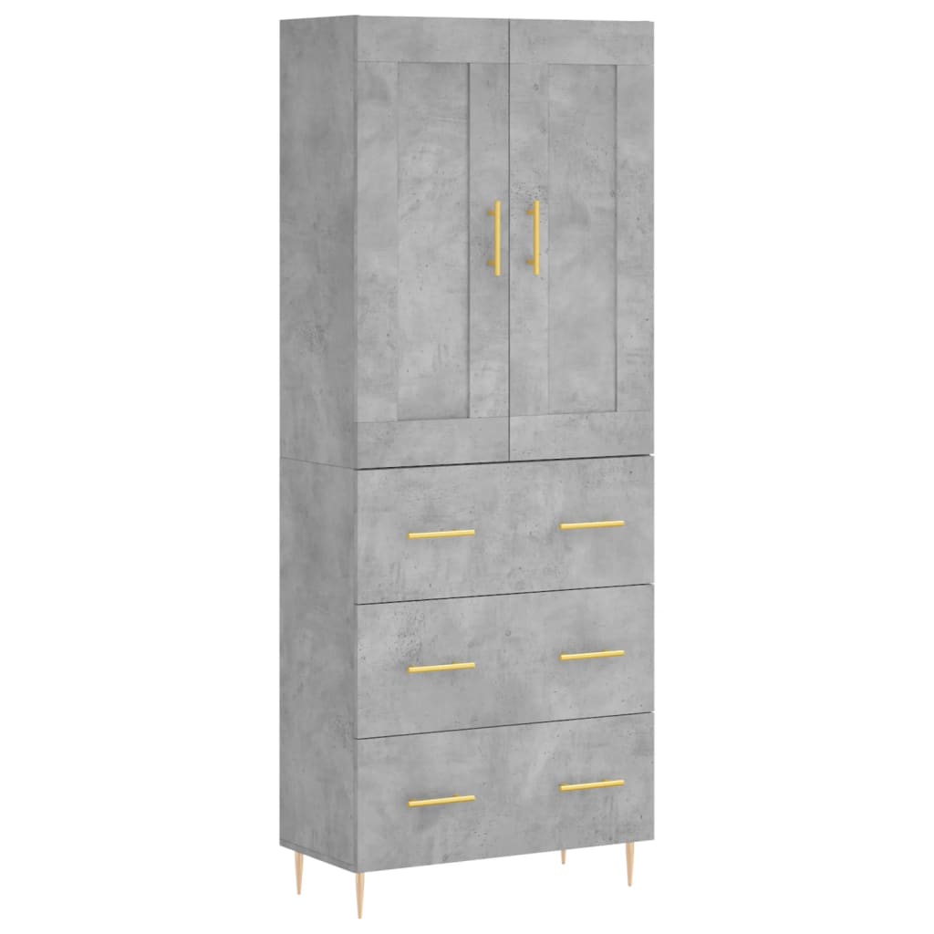 vidaXL Witrynka, szarość betonu 69,5x34x180 cm materiał drewnopochodny