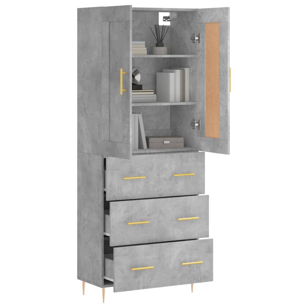 vidaXL Witrynka, szarość betonu 69,5x34x180 cm materiał drewnopochodny