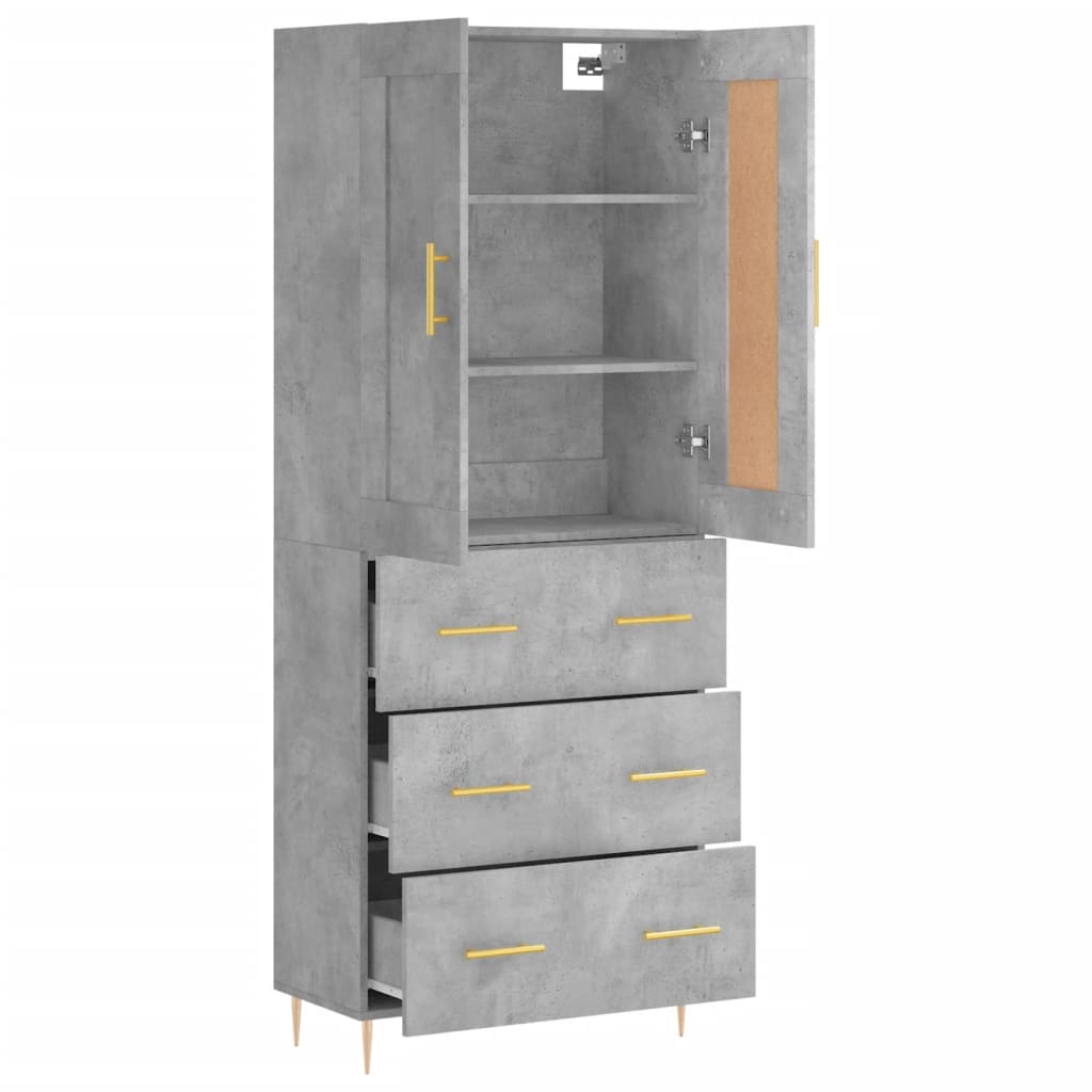 vidaXL Witrynka, szarość betonu 69,5x34x180 cm materiał drewnopochodny