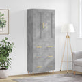 vidaXL Witrynka, szarość betonu 69,5x34x180 cm materiał drewnopochodny