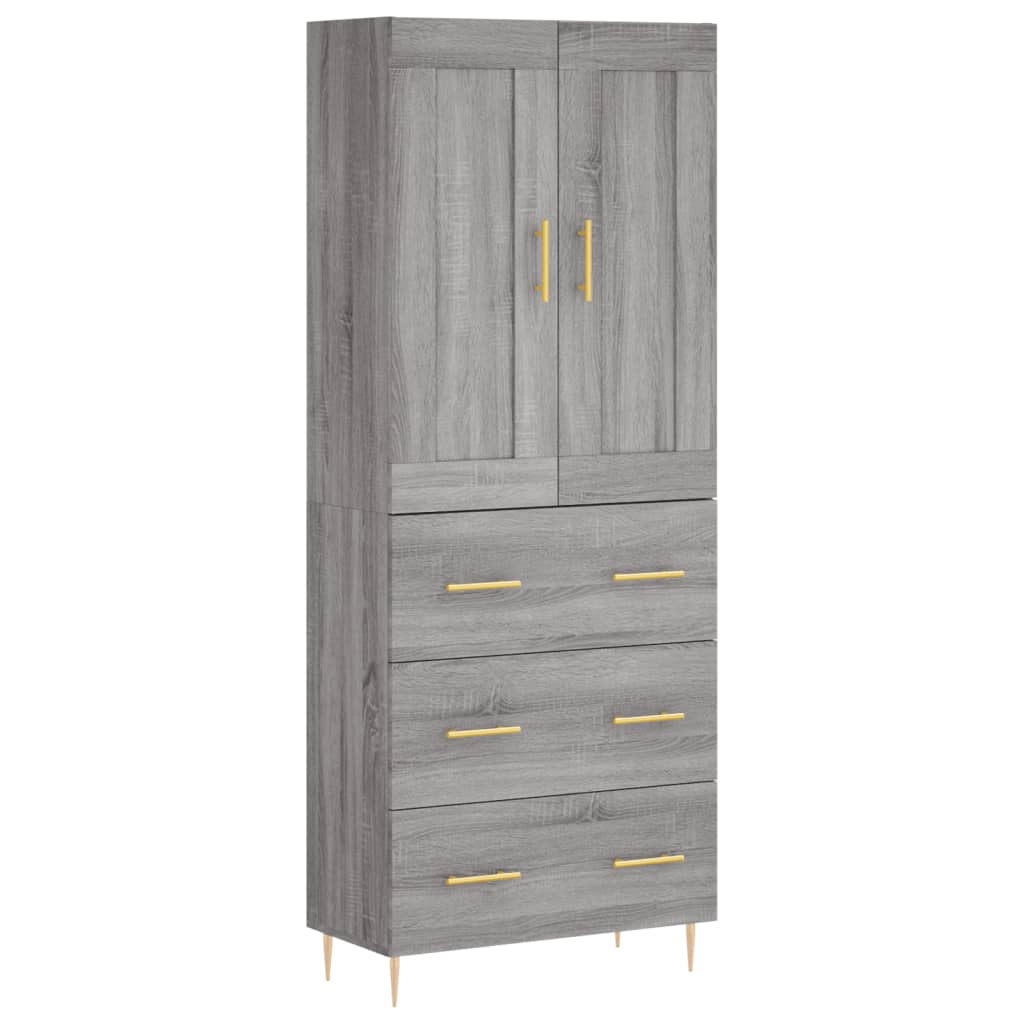 vidaXL Witrynka szary dąb sonoma 69,5x34x180cm materiał drewnopochodny