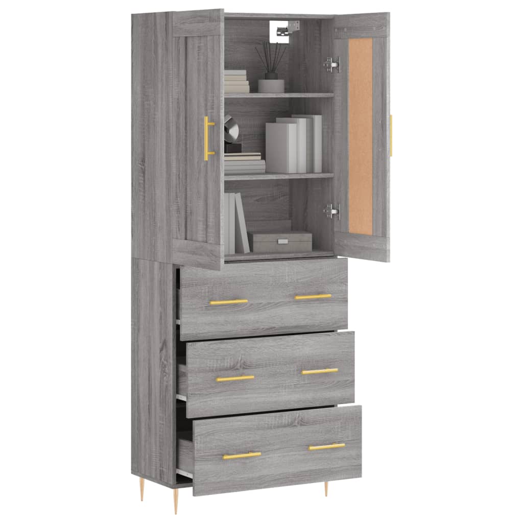 vidaXL Witrynka szary dąb sonoma 69,5x34x180cm materiał drewnopochodny