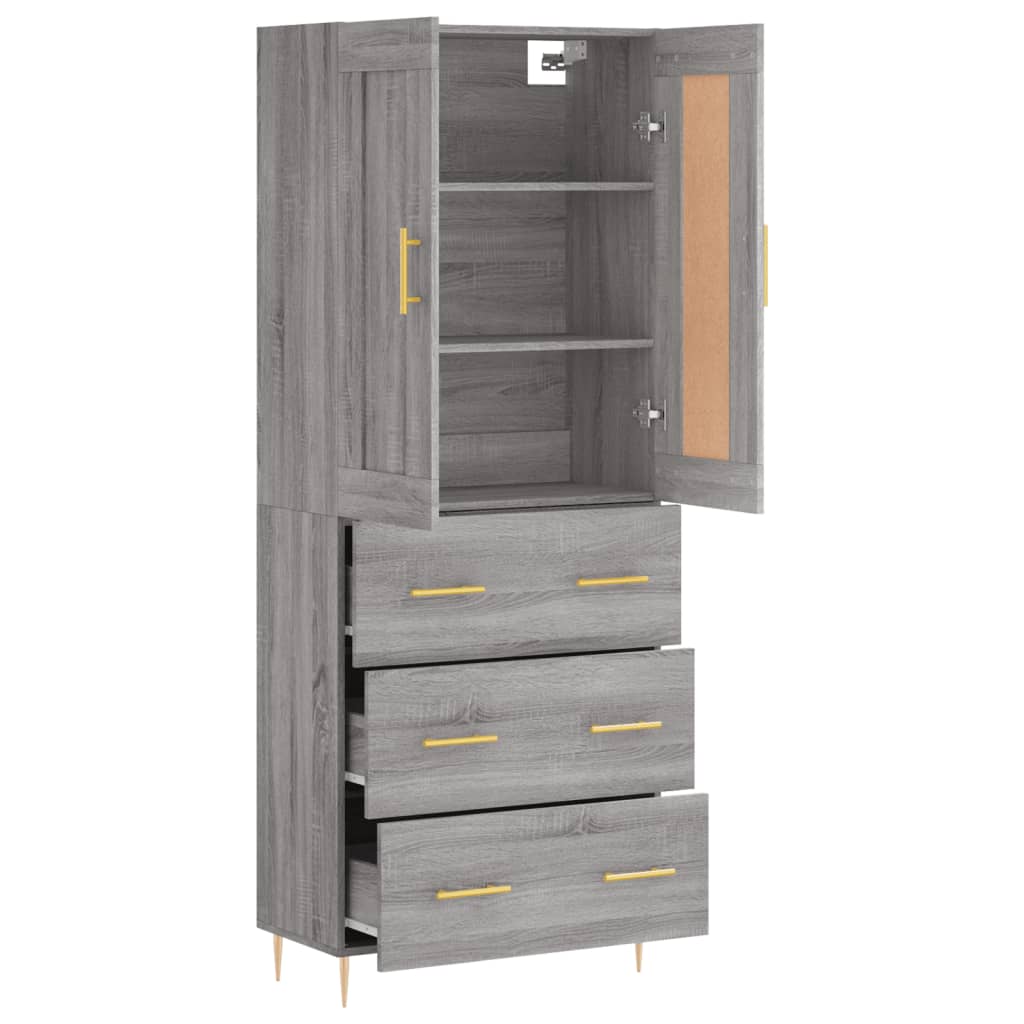 vidaXL Witrynka szary dąb sonoma 69,5x34x180cm materiał drewnopochodny