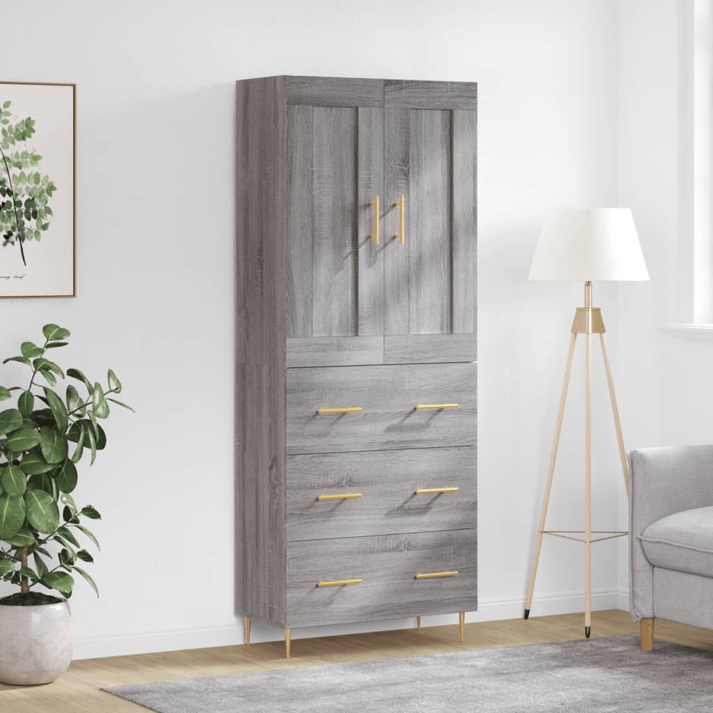 vidaXL Witrynka szary dąb sonoma 69,5x34x180cm materiał drewnopochodny