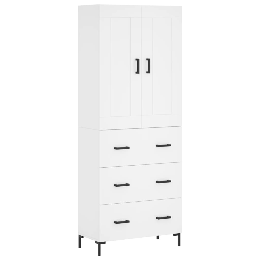 vidaXL Witrynka, biała, 69,5x34x180 cm, materiał drewnopochodny
