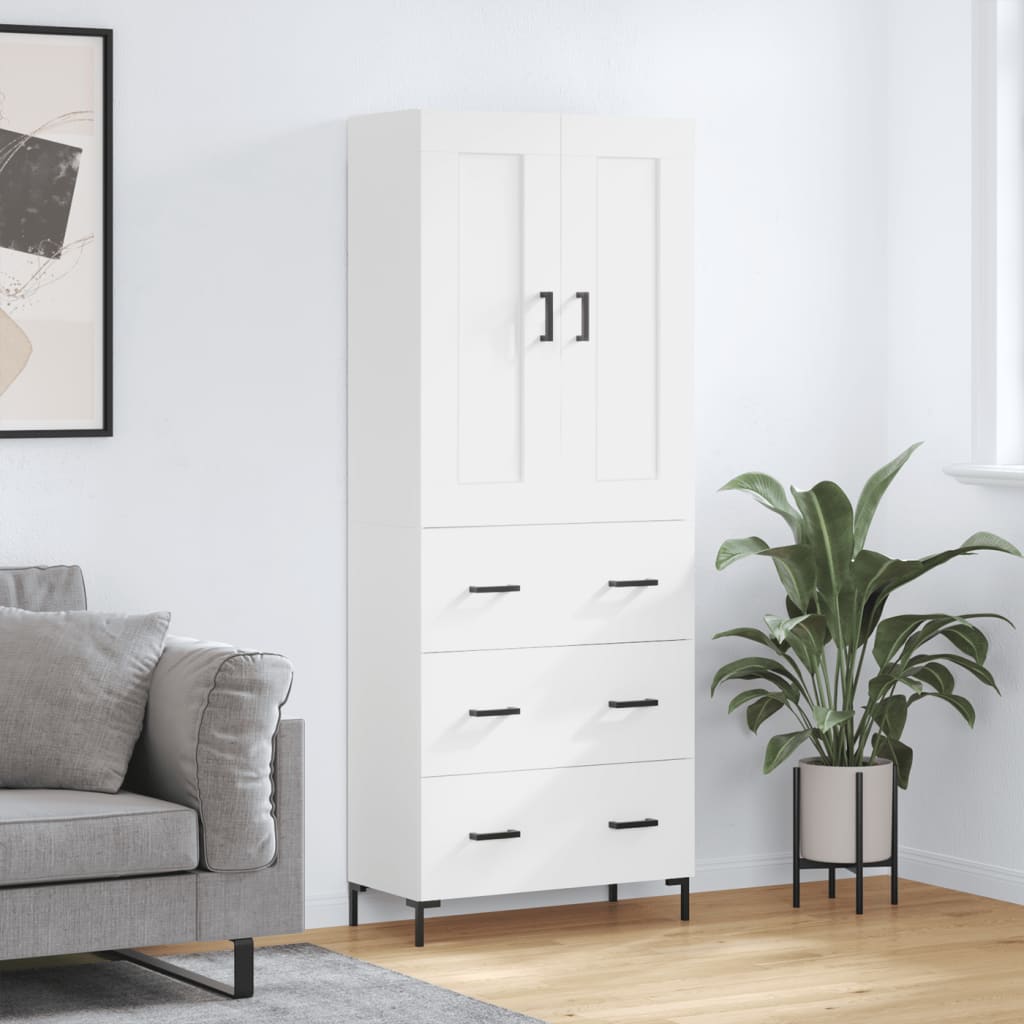 vidaXL Witrynka, biała, 69,5x34x180 cm, materiał drewnopochodny