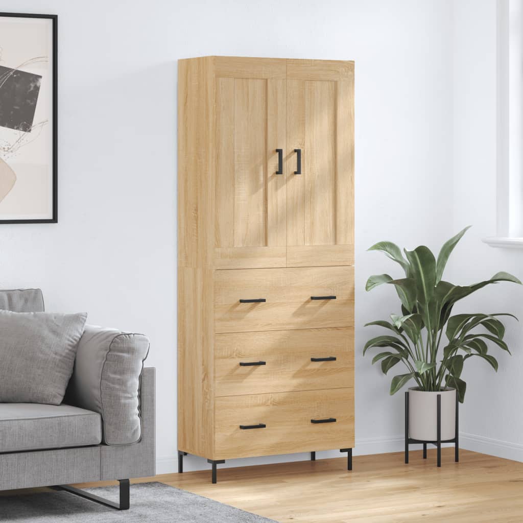 vidaXL Witrynka, dąb sonoma, 69,5x34x180 cm, materiał drewnopochodny
