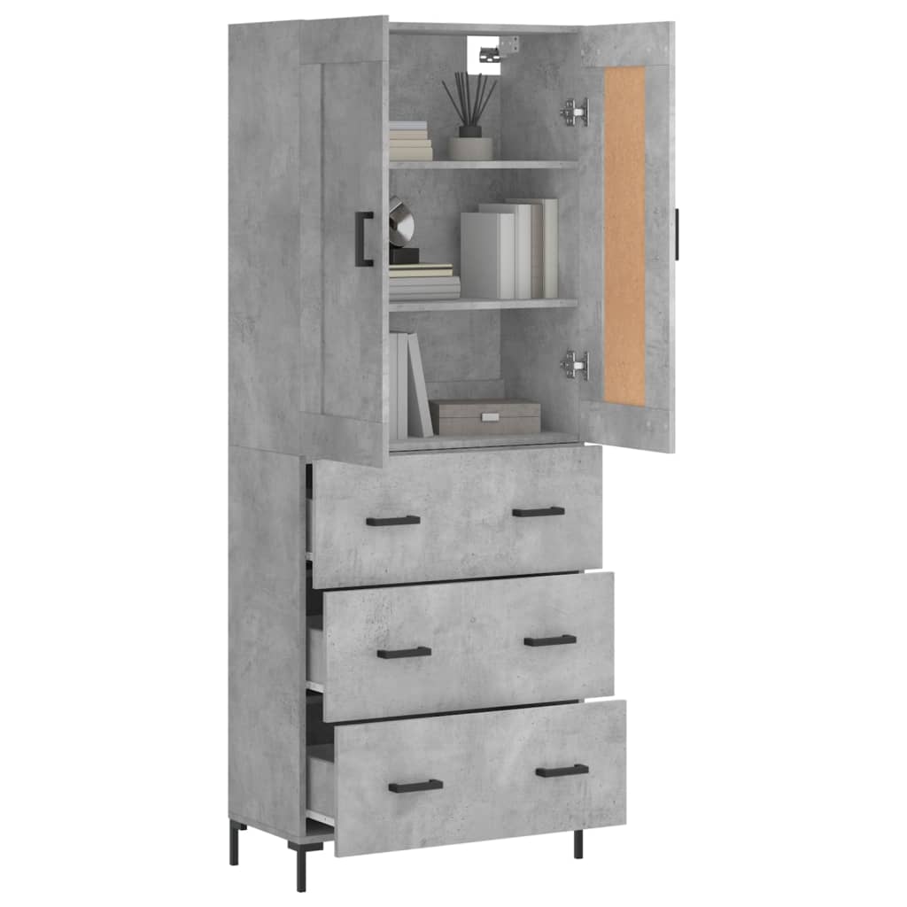 vidaXL Witrynka, szarość betonu 69,5x34x180 cm materiał drewnopochodny