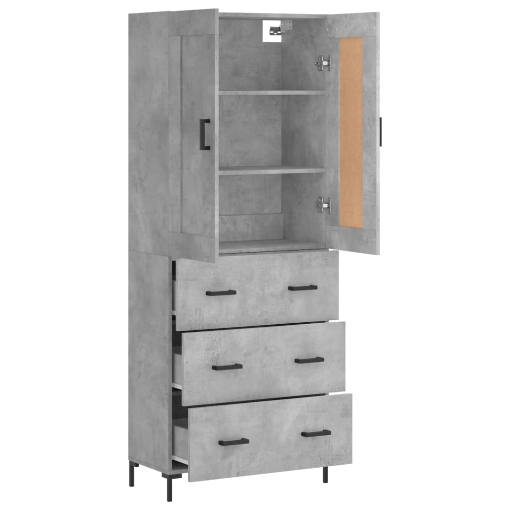 vidaXL Witrynka, szarość betonu 69,5x34x180 cm materiał drewnopochodny