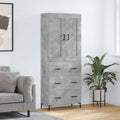 vidaXL Witrynka, szarość betonu 69,5x34x180 cm materiał drewnopochodny