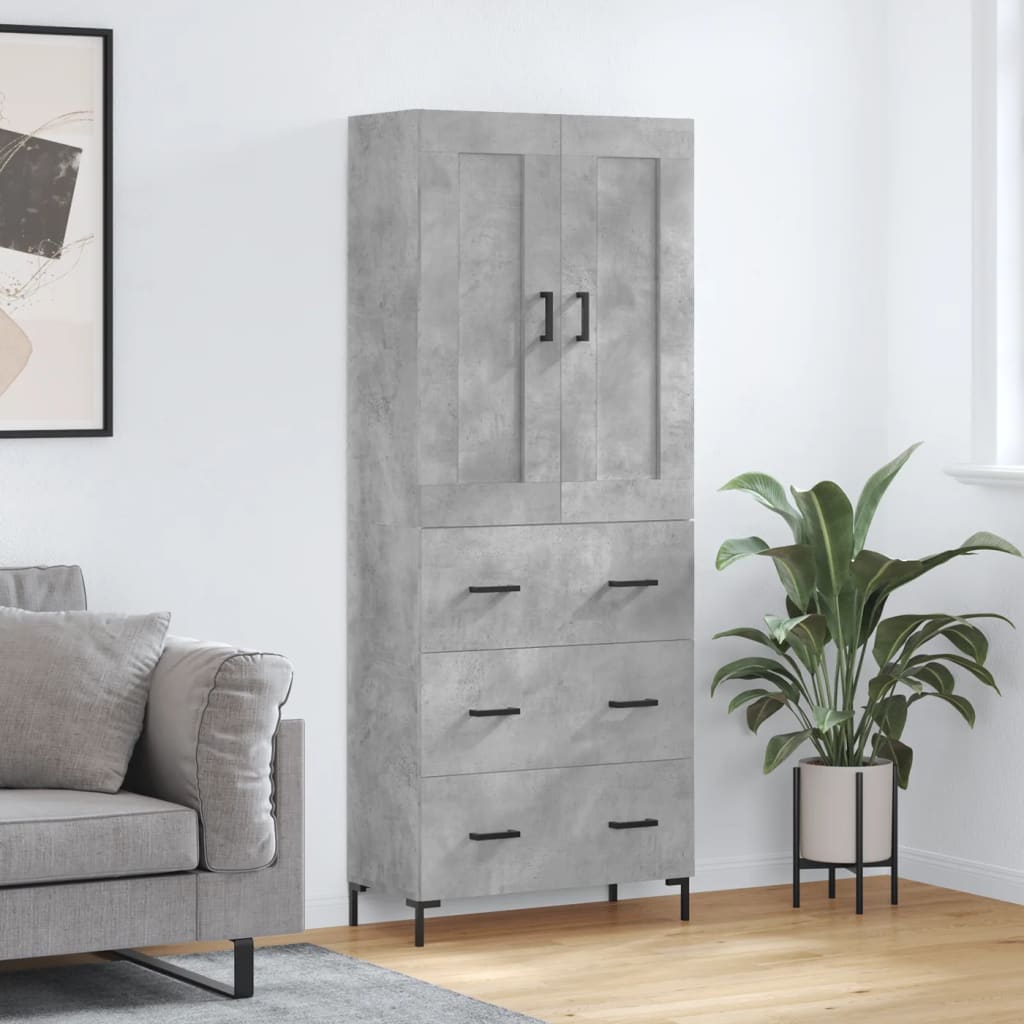 vidaXL Witrynka, szarość betonu 69,5x34x180 cm materiał drewnopochodny