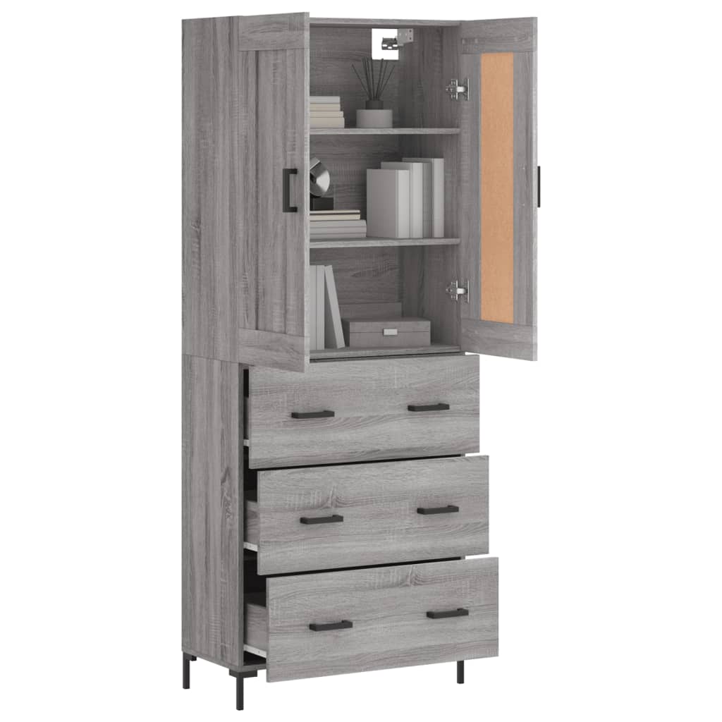 vidaXL Witrynka szary dąb sonoma 69,5x34x180cm materiał drewnopochodny