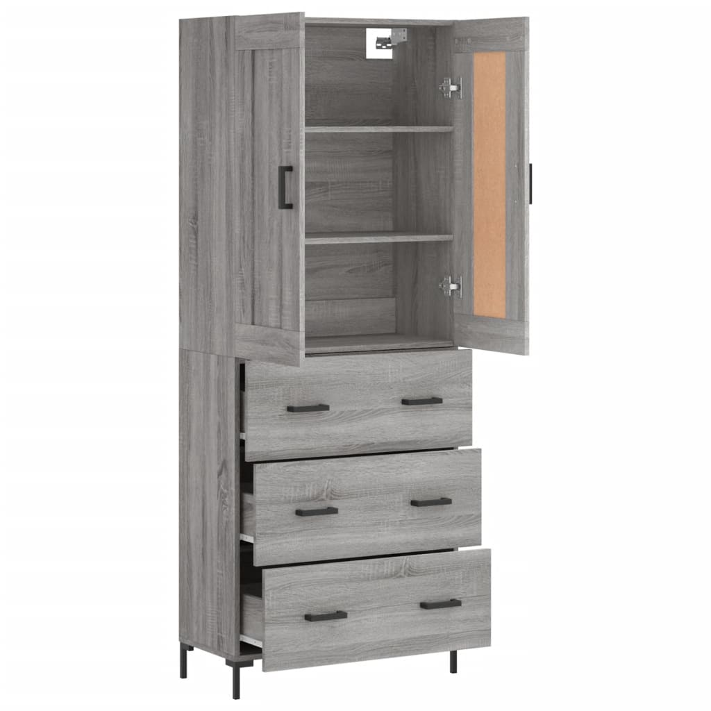 vidaXL Witrynka szary dąb sonoma 69,5x34x180cm materiał drewnopochodny