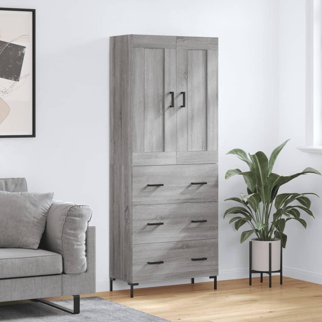 vidaXL Witrynka szary dąb sonoma 69,5x34x180cm materiał drewnopochodny