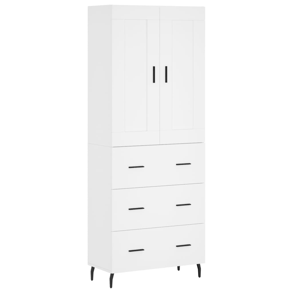 vidaXL Witrynka, biała, 69,5x34x180 cm, materiał drewnopochodny