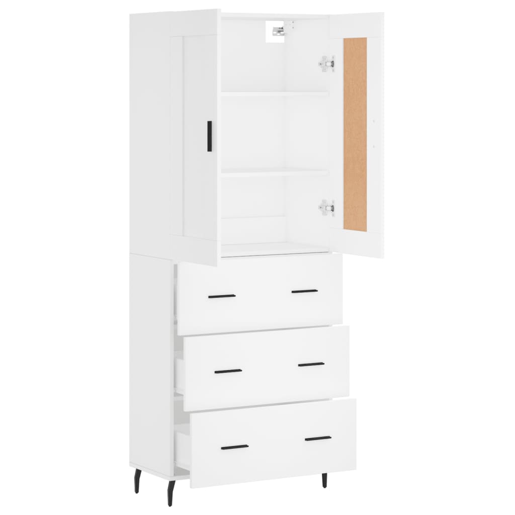 vidaXL Witrynka, biała, 69,5x34x180 cm, materiał drewnopochodny