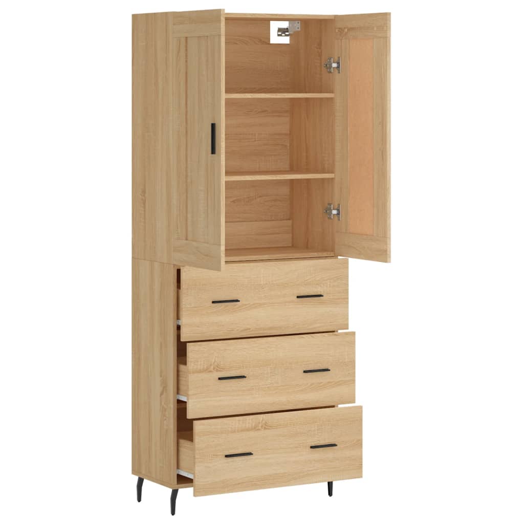 vidaXL Witrynka, dąb sonoma, 69,5x34x180 cm, materiał drewnopochodny